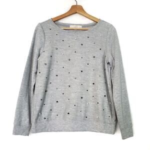 LOFT | Embellished Heather Gray Sweatshirt